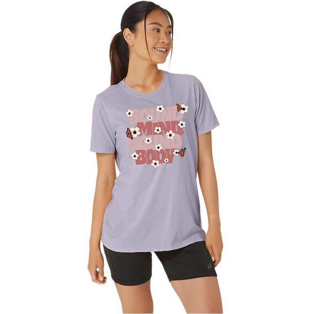 Asics Women’s Monarch Slogan Crew Dusk Violet Sound Mind Sound Body Medium